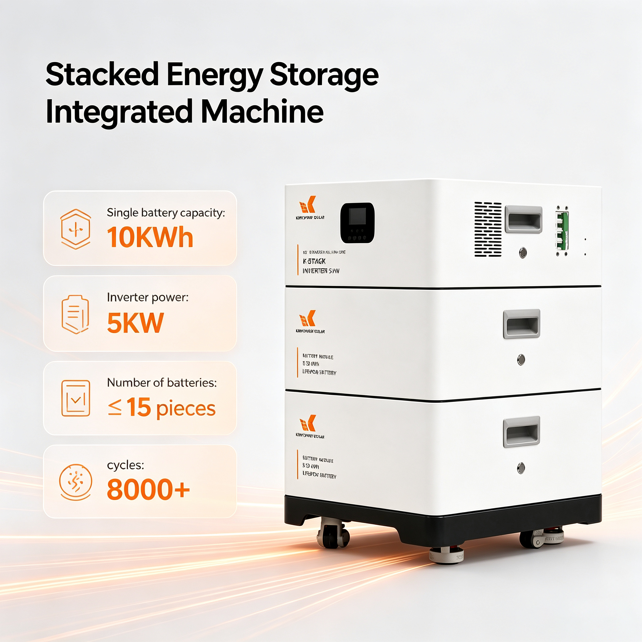 5kW Solar Energy Storage System | Compact Stackable LiFePO4 Battery 5.12kWh