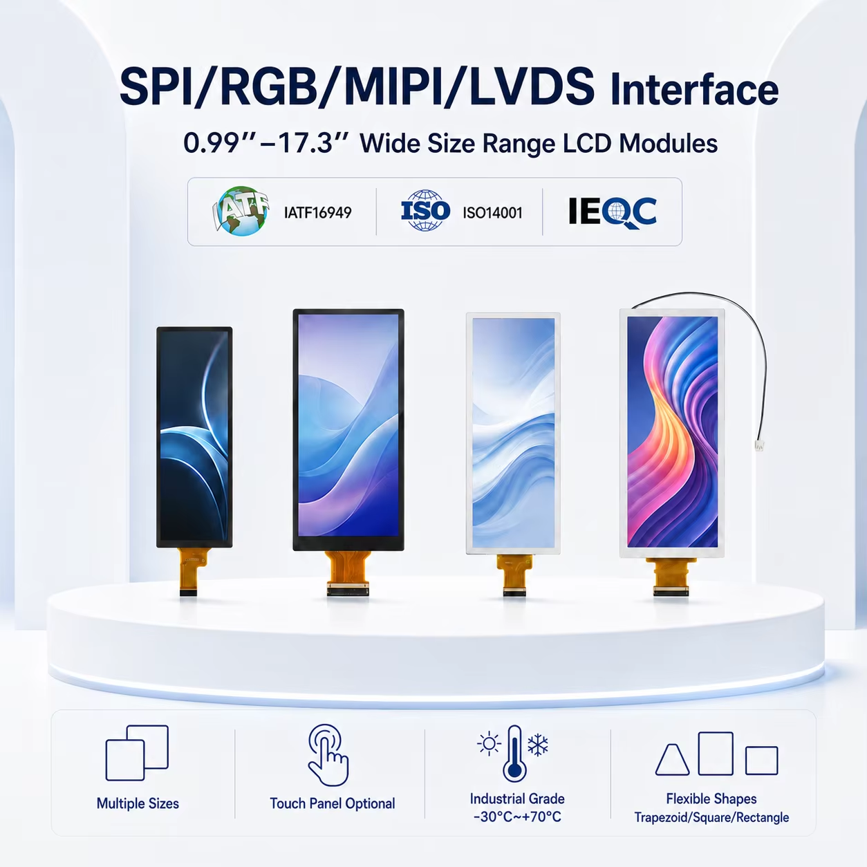 product mipi rgb spi lvds edp interface 16 28 30 43 686 784 931 1116 inch small color display panels touch screen tft lcd module-3
