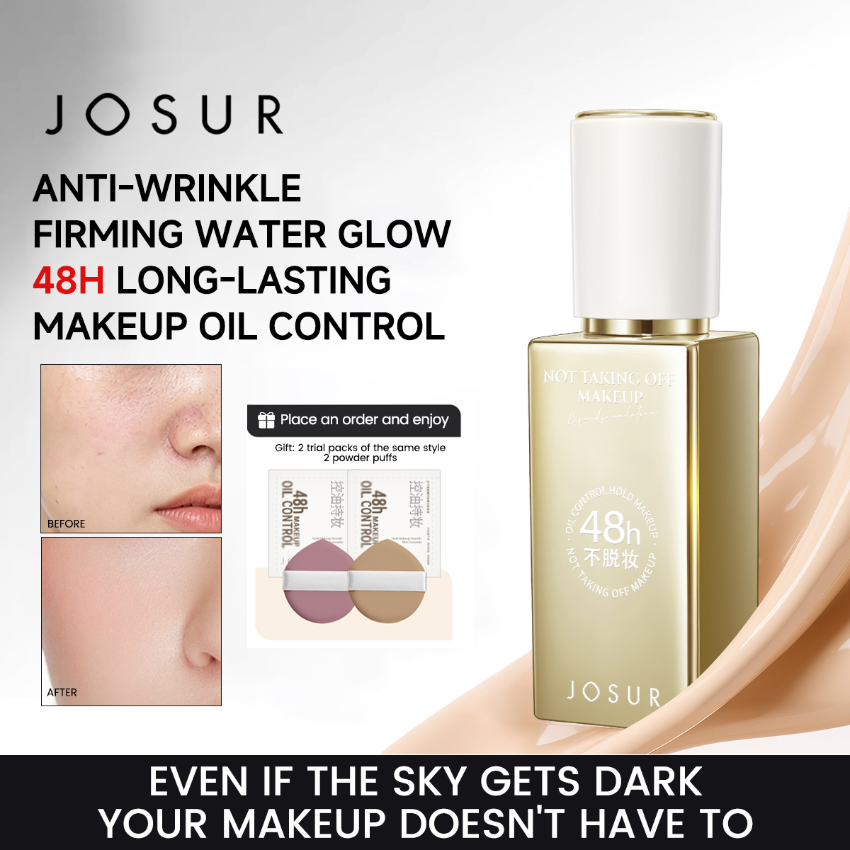 JU4537 Soft-Focus Long-Wear Essence Foundation 48H Oil-Control Matte