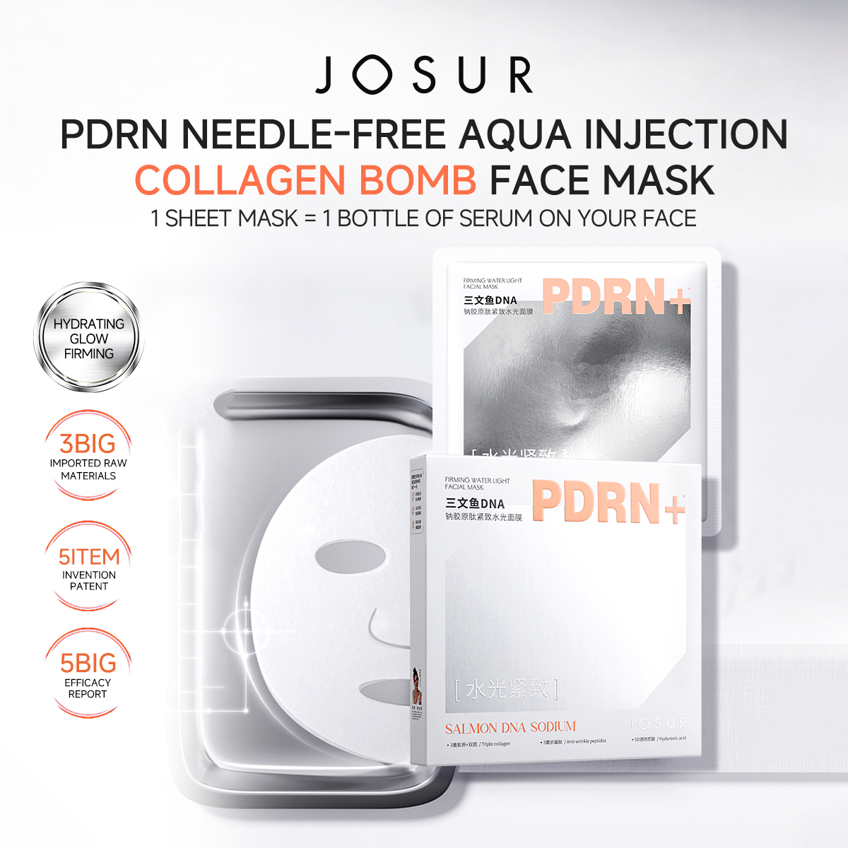 JOSUR JU418 Salmon DNA Sodium Collagen Peptide Firming Hydro-Light Mask 