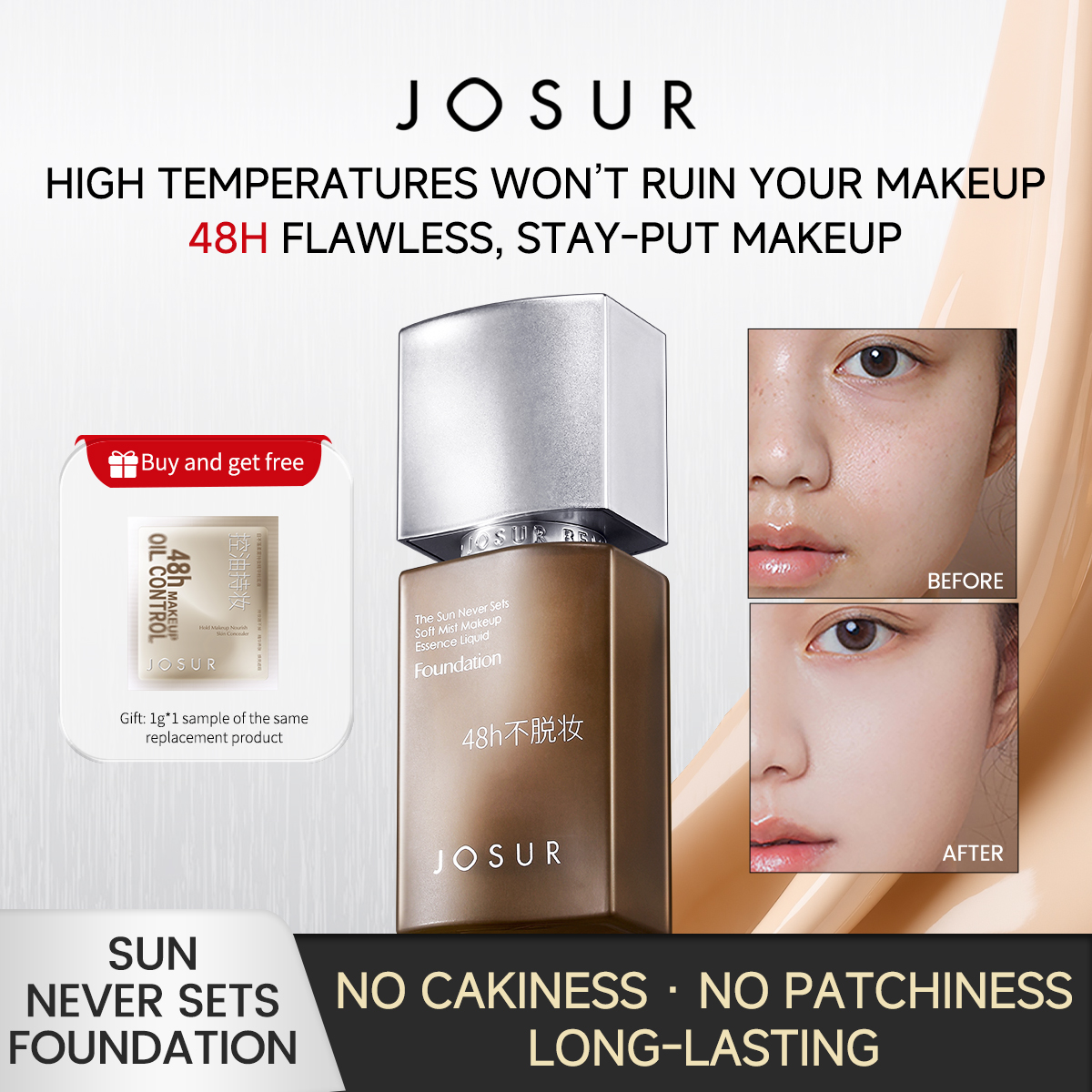 JU4315 Soft-Matte Long-Wear Essence Foundation | 48H Flawless Coverage