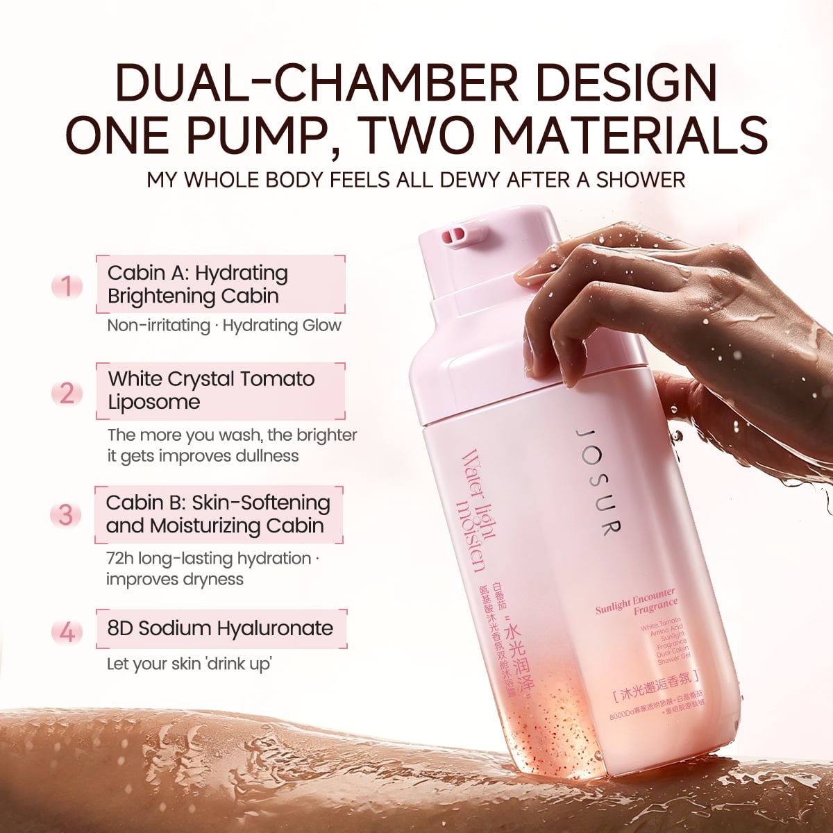 JOSUR JU499 White Tomato Amino Acid Dual-Chamber Body Wash 490ml