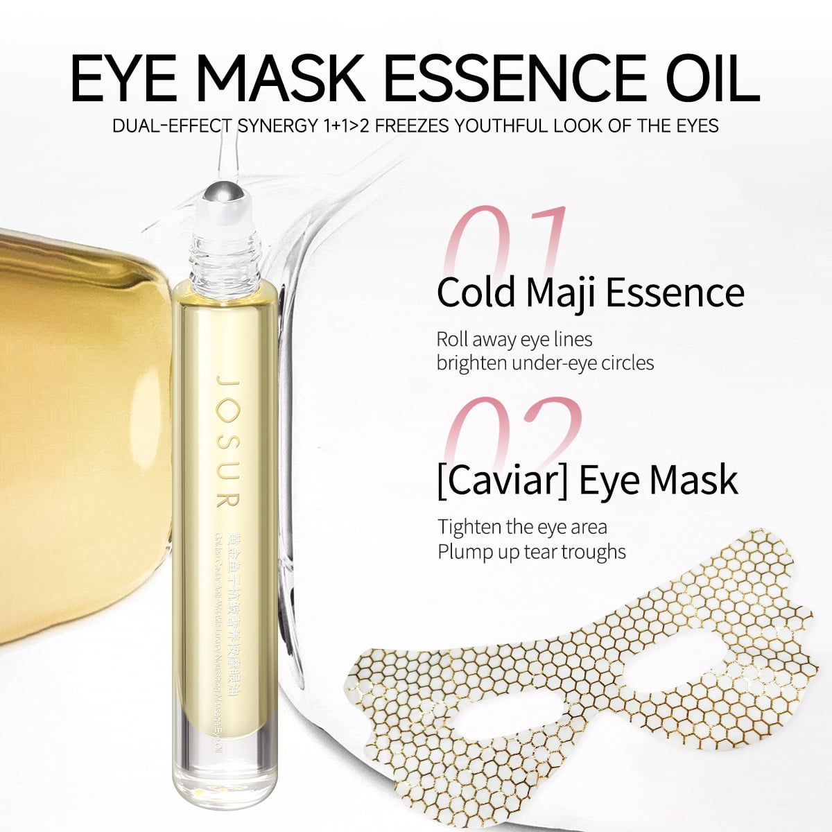JOSUR JU566 Golden Caviar Anti-Wrinkle Milk Eye Mask & Eye Oil Set 10ml