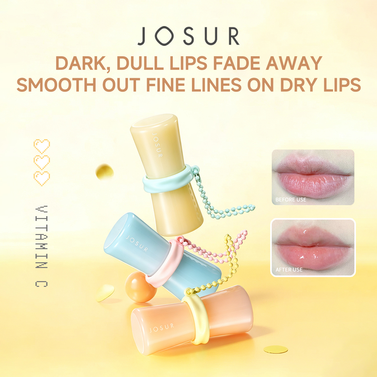  JOSUR JU593-595 Nourishing Lip Balm: Royal Jelly, Vitamin C & Silk Protein