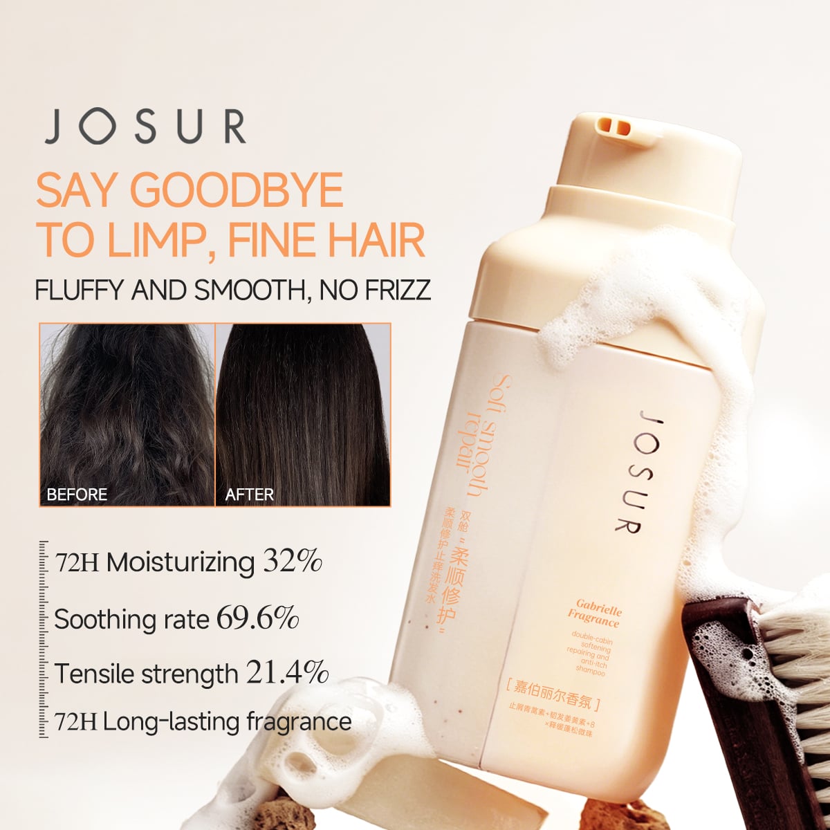 JOSUR JU497 Dual-Chamber Smoothing Repair Anti-Itch Shampoo 2×245ml