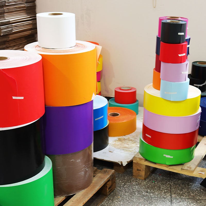 Roll sticker paper stock — vinyl and holographic films in multiple colors