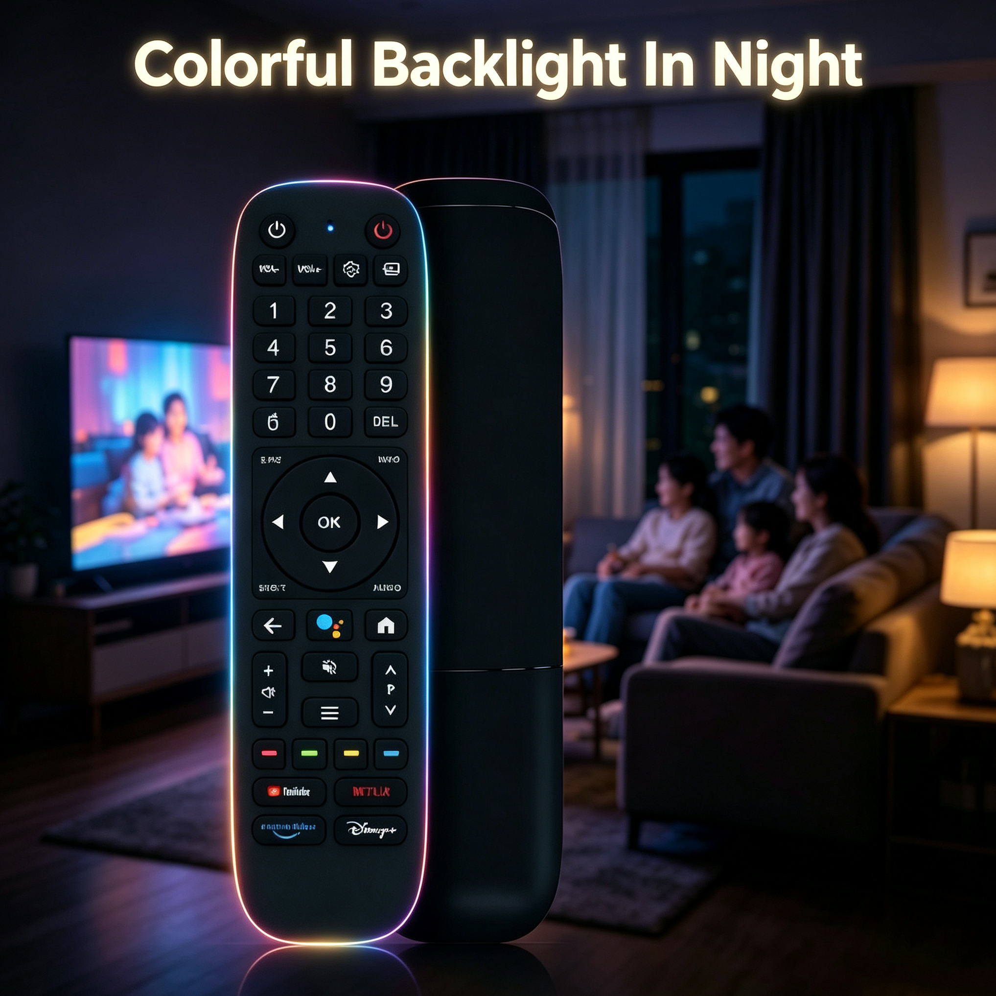 Newest Advanced Backlit Technology -Colorful Laser Engraved Backlight Air Mouse Remote 