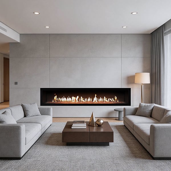 Extra-Long Gas Fireplaces