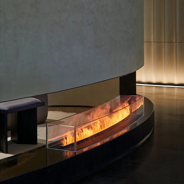 Curved 3D Water Vapor Fireplace
