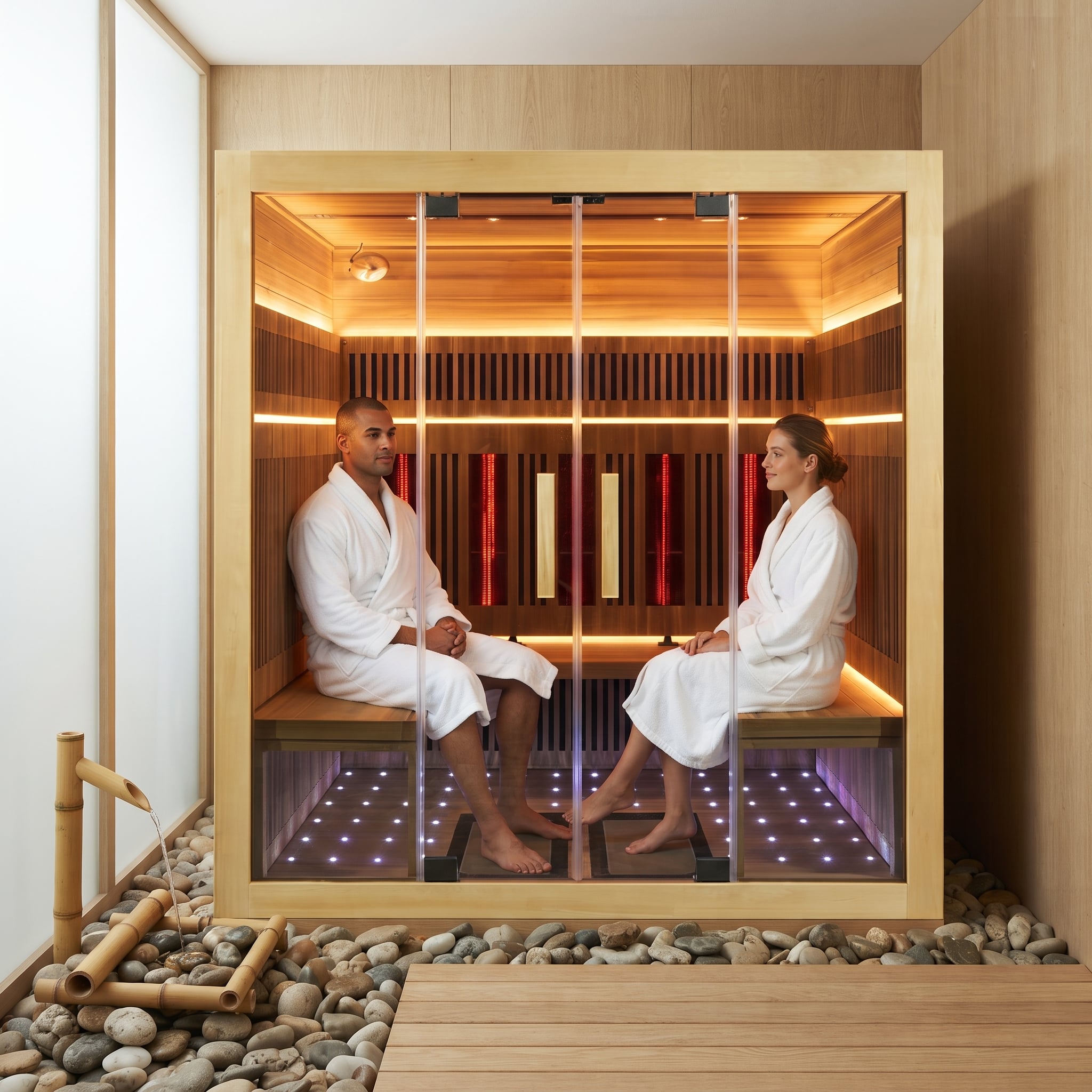 WD-005 4900W 230V Hemlock Low EMF Far Infrared Sauna With Intelligent Control Panel and Foot Carbon Heater