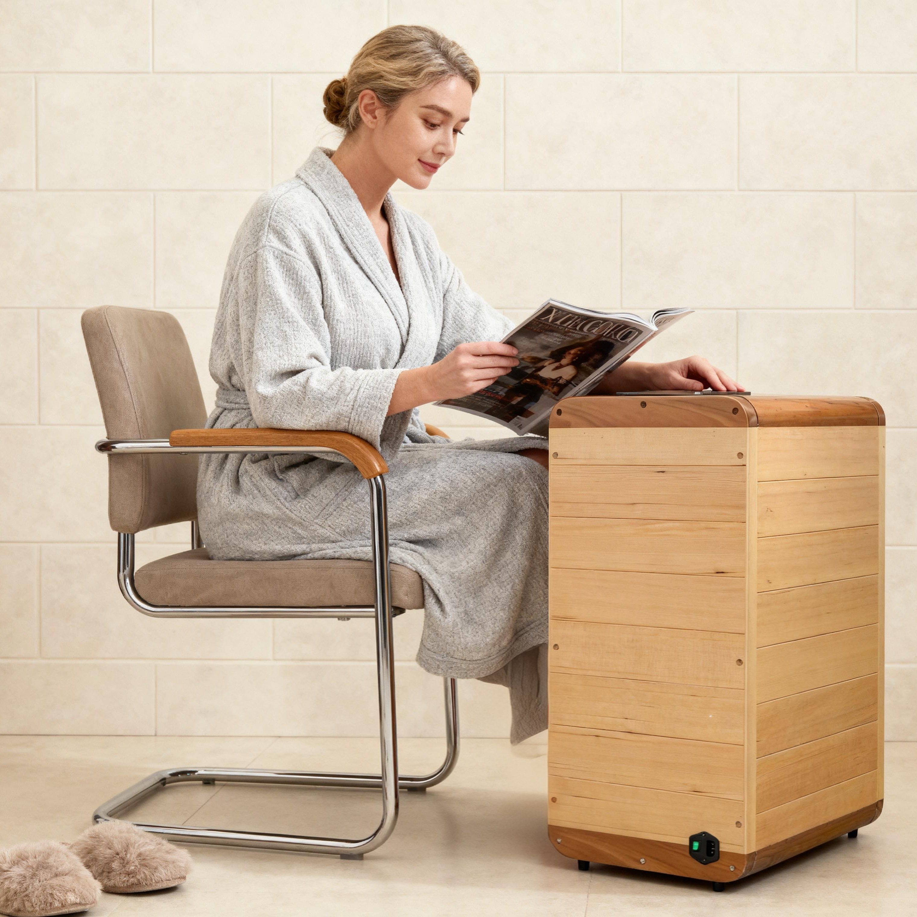 WJ-Foot Sauna 01  480W Solid Wood Hemlock Computer Control Panel Foot Sauna Hot Dry Spa Electric Foot Massager