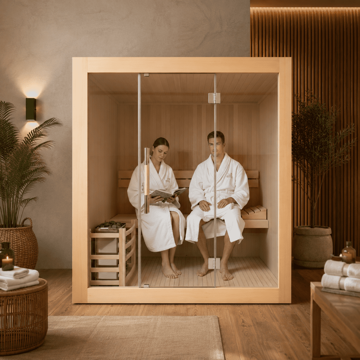 WJ-B2 3 People 150*130*190cm 4500w Dry Steam Sauna Room Solid Wood Construction