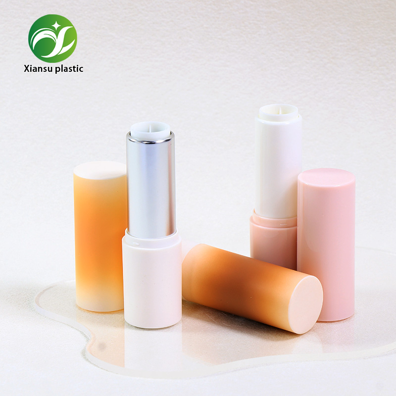 Matte Gradient Cylindrical Empty Lipstick Tube Twist Up Lip Balm Container Soft Color Transition Makeup Packaging