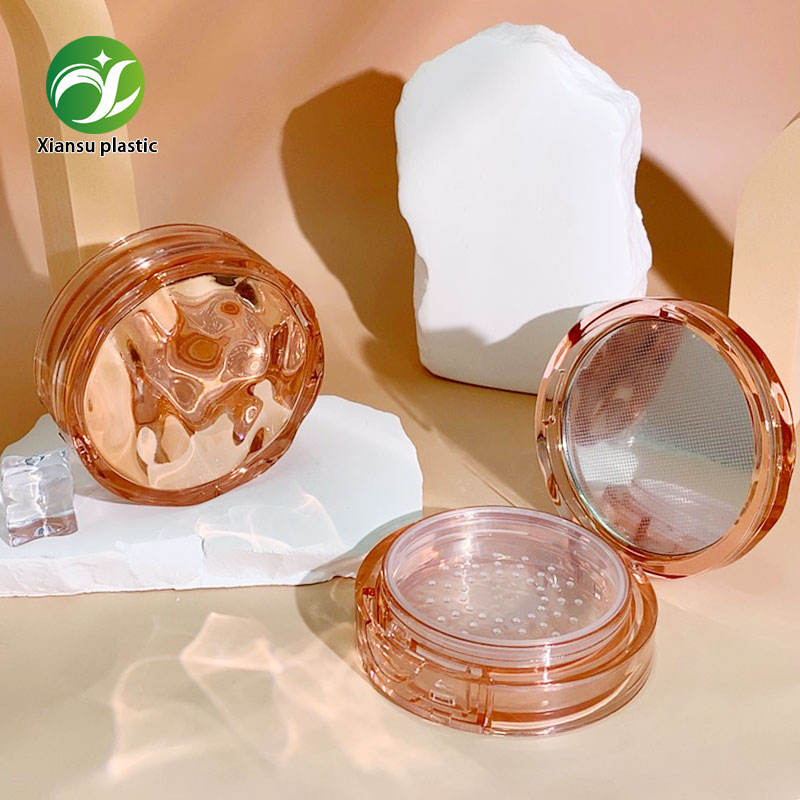 hộp bột phấn rời tròn 10g, dạng nắp lật gợn sóng PP, có gương, vỏ bao bì mỹ phẩm trống, tùy chỉnh