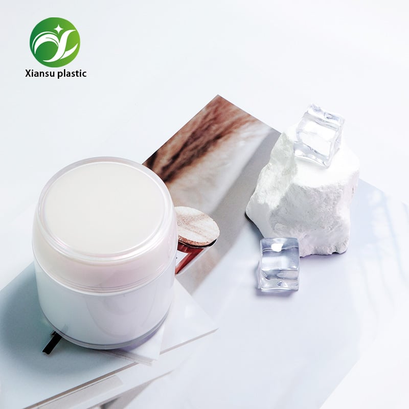 60 ml ABS dubbelwandige ronde crèmejar met witte glanzende afwerking voor huidverzorgings- en cosmetische verpakking; geschikt voor gezichtscrème, vochtinbrengende crème en balsem; lege jar; leverancier