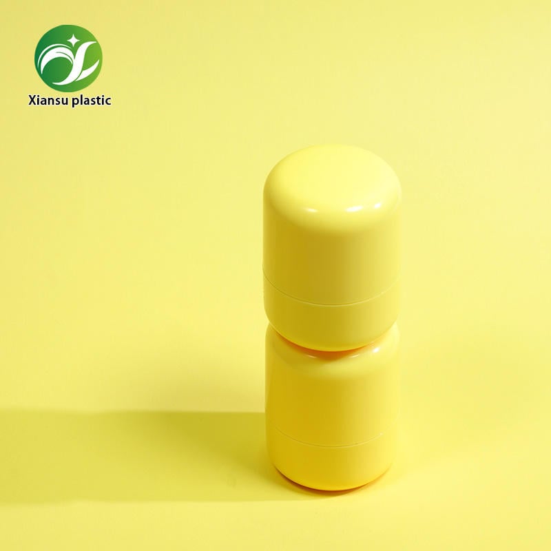 récipient mini pour fard à joues en jaune macaron de 6 ml en ABS, emballage personnalisé rond pour surligneur et contouring, destiné aux marques cosmétiques OEM