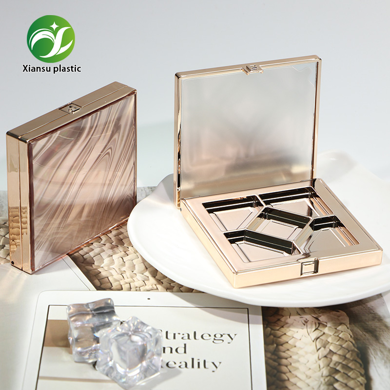 5 Color Eyeshadow Palette Square ABS Mirror Compact Electroplated Wave Design Cosmetic Case