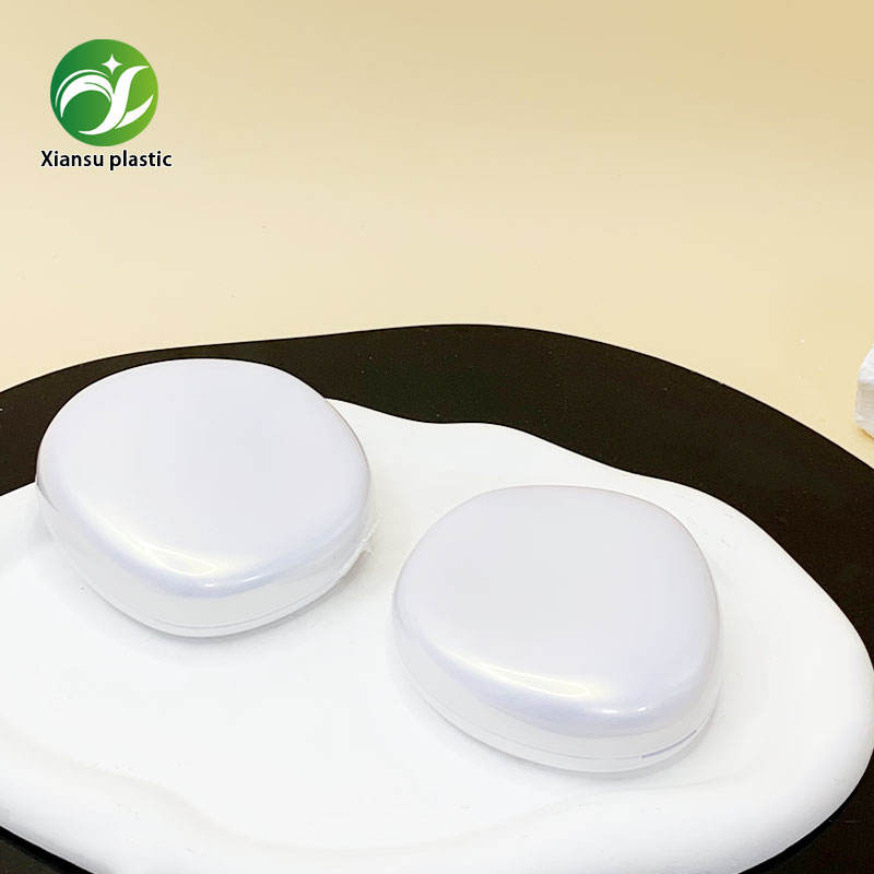 White Irregular Powder Compact Case With Mirror Blush & Highlighter Makeup Packaging for Brands