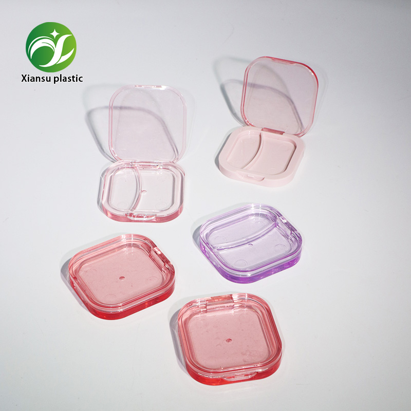 quare AS Blush Powder Case Transparent Purple Flip Lock Empty Pressed Powder Container