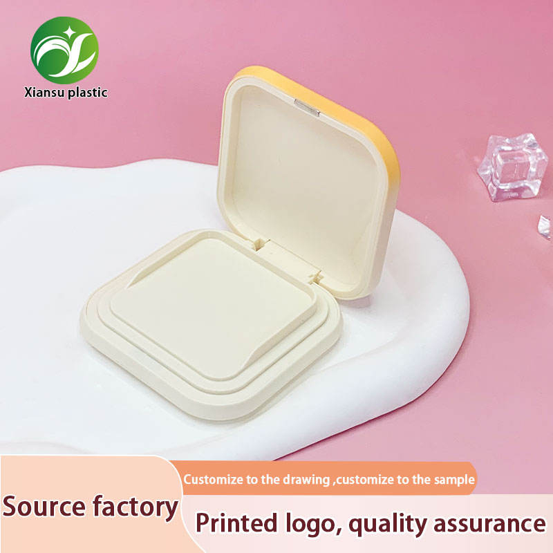 Square Gradient Powder Compact Case Double-Layer Flip Top With Puff Compartment for Custom Makeup Packaging