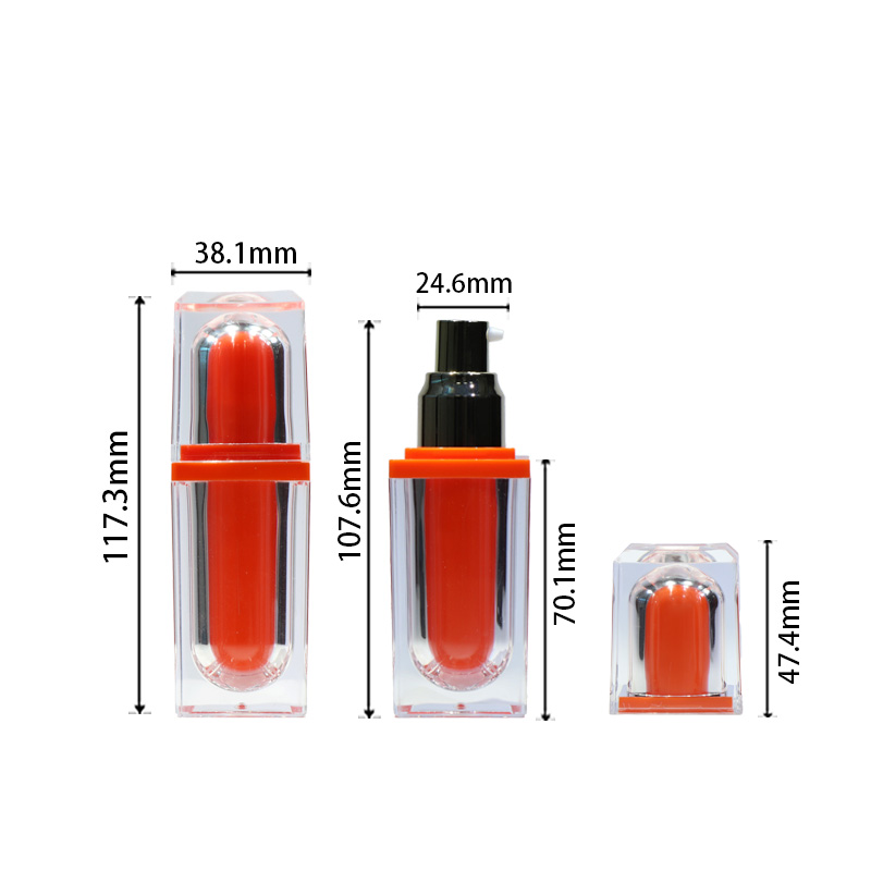 Quadratische Acryl-Pumpflasche für Lotion, Serum- oder Creme-Glasbehälter, leere Cosmetic-Verpackung, individuell anpassbar