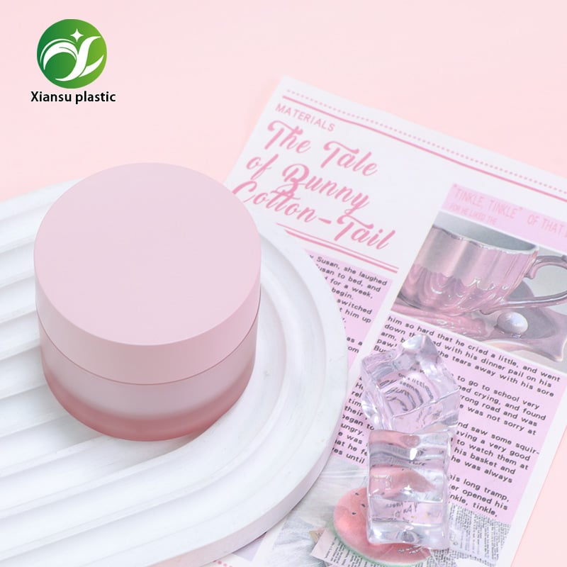 Op maat gemaakte matte, matglazuurachtige roze ABS ronde crèmejar van 15/25/50 ml – lege huidverzorgingsverpakking voor gezichtscrème, oogcrème, maskers en luxe cosmetische verpakking