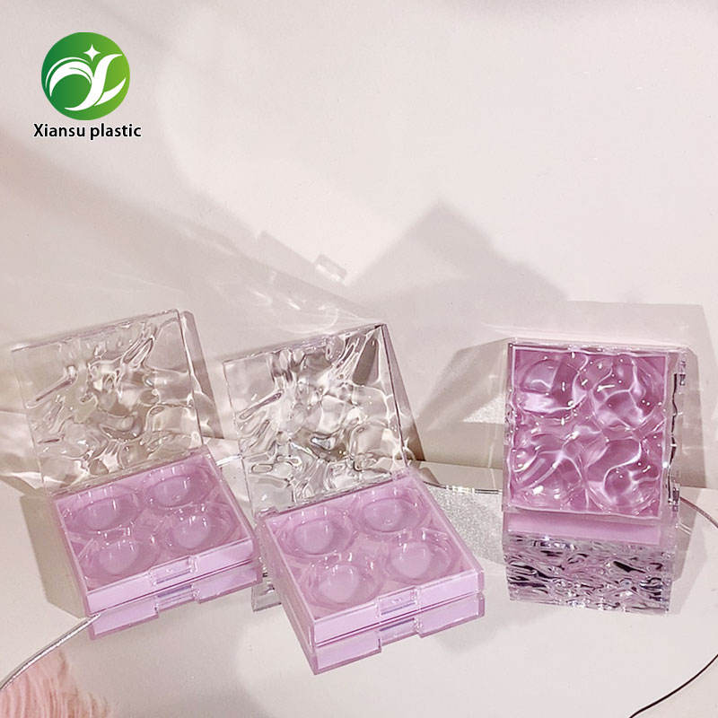 astuccio trasparente viola ondulato da 12 g, AS, per correttore e contouring con 4 colori, palette vuota multifunzione per trucco, imballaggio cosmetico personalizzabile