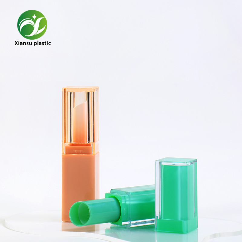 Square Transparent Empty Lipstick Tube Dual Layer Lip Balm Container Bright Color Makeup Stick Packaging