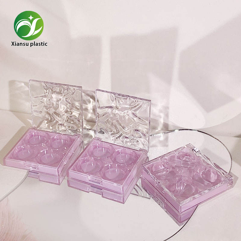 astuccio trasparente viola ondulato da 12 g, AS, per correttore e contouring con 4 colori, palette vuota multifunzione per trucco, imballaggio cosmetico personalizzabile