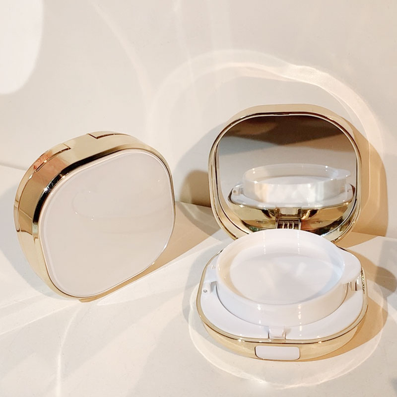15g Square BB Air Cushion Case ABS Gold Plated Compact Foundation CC Cream Cosmetic Packaging