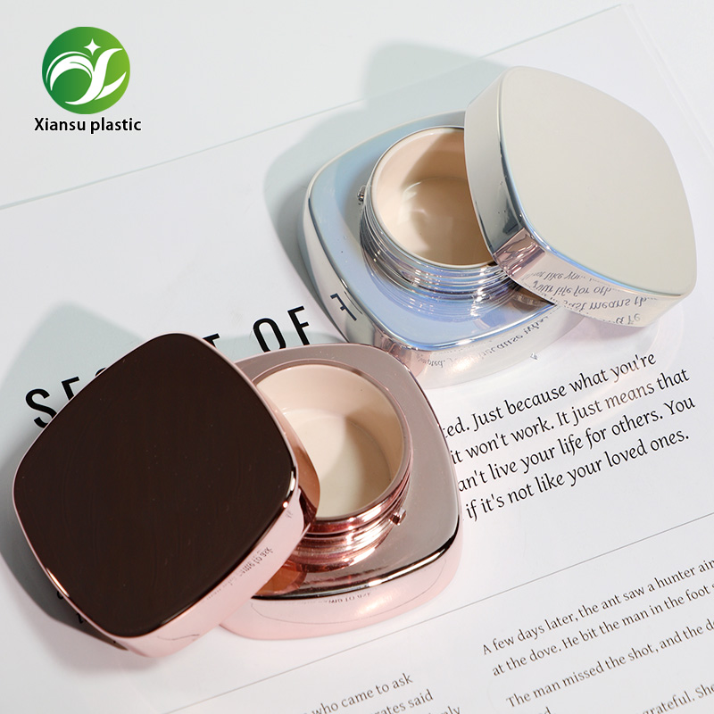 20ml Square Cream Jar ABS Electroplated Silver Rose Gold Cosmetic Container OEM ODM Skincare Packaging