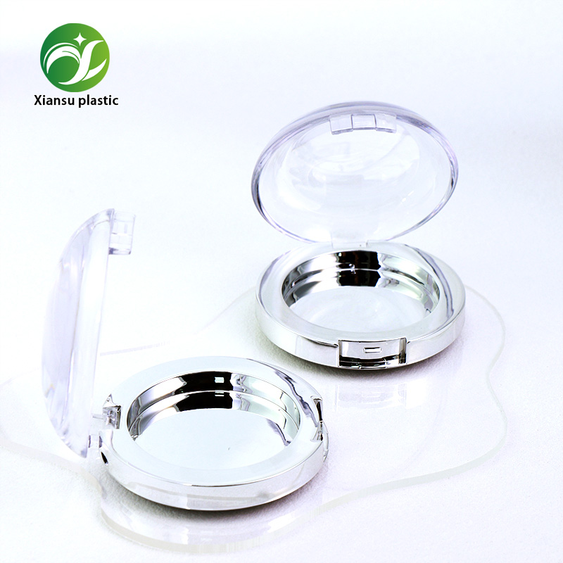 Luxury Sphere Top Round Compact Case with Silver Electroplated Base Blush & Setting Powder Packaging