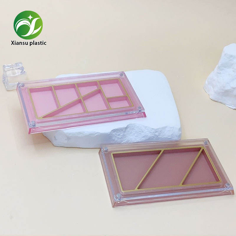 Estuche compacto magnético rectangular para paleta de sombras de ojos de 7 colores, de ABS con tapa desmontable, estuche cosmético para colorete en polvo