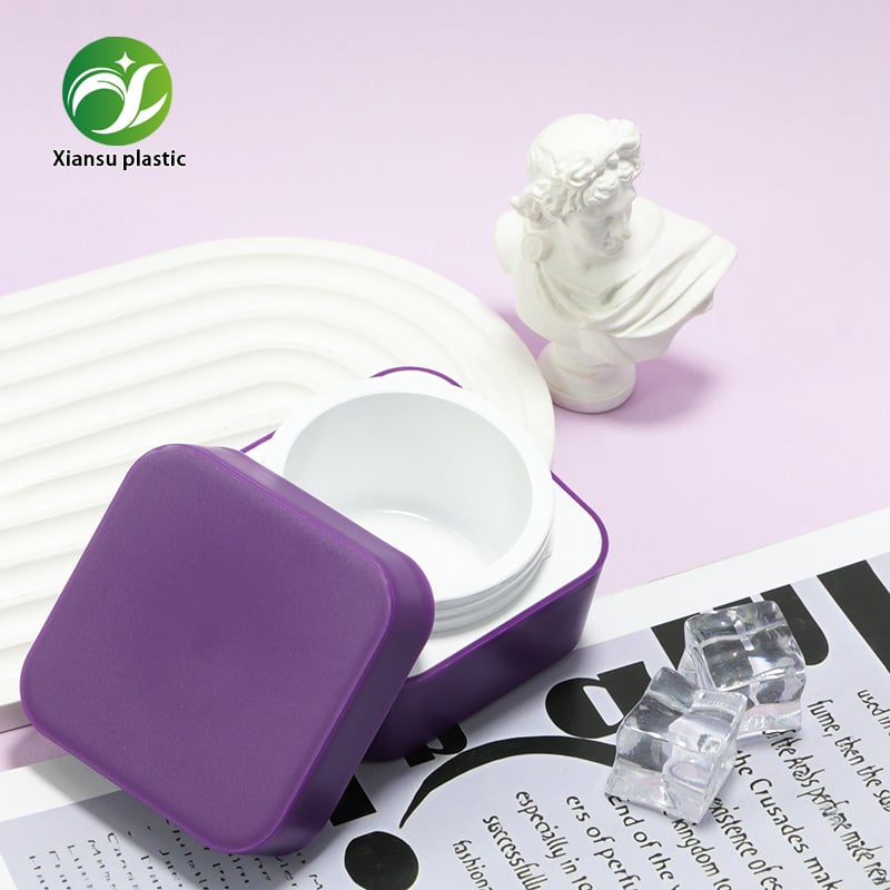 Vierkante matte paarse ABS-crèmejar (10/30/50 ml) met schroefdop – lege crème- en kleimaskercontainer voor gezichtsverzorging, vochtinbrengende crèmes en cosmetische verpakking