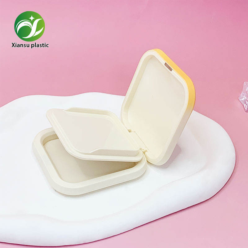 Square Gradient Powder Compact Case Double-Layer Flip Top With Puff Compartment for Custom Makeup Packaging