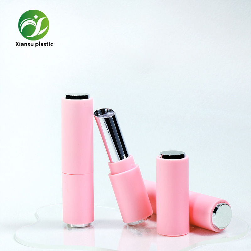 Pastel Pink Lipstick Tube Electroplated Silver Twist-Up Empty Lipstick Container for Custom Cosmetic Packaging