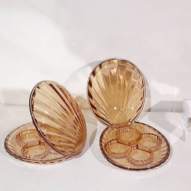 10g Shell Shape 4 Color Face Palette PP Flip Lid Contour Case Highlighter Blush Compact Cosmetic Packaging Case