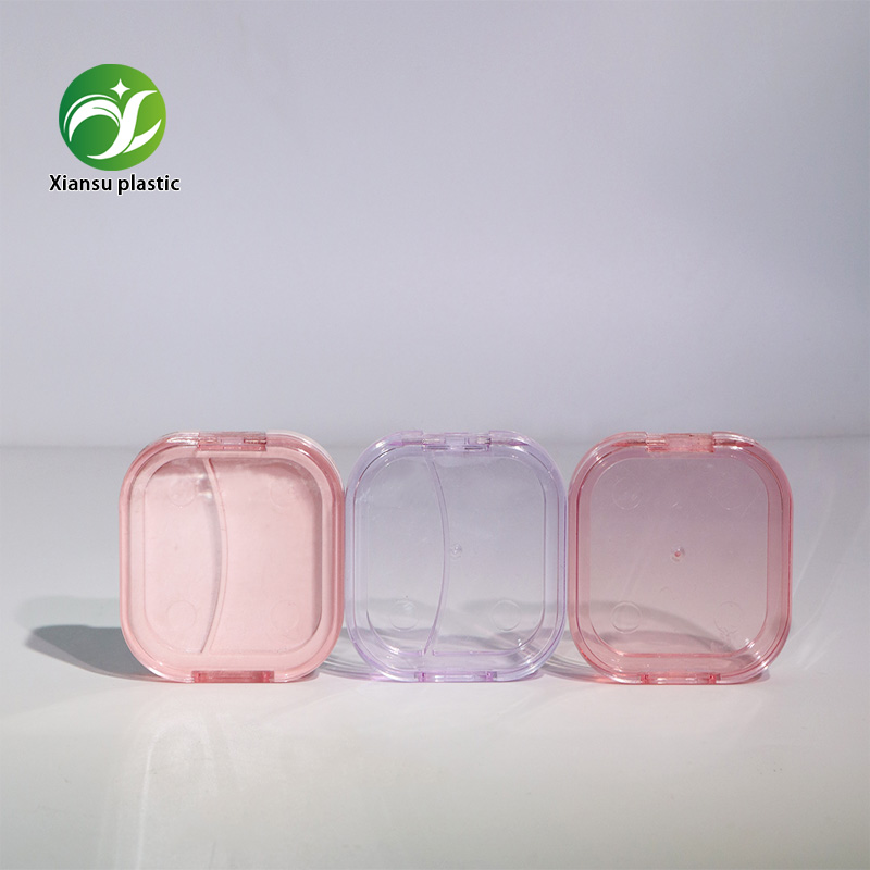 quare AS Blush Powder Case Transparent Purple Flip Lock Empty Pressed Powder Container