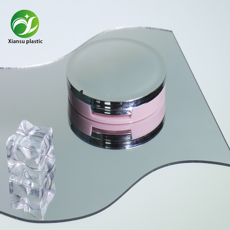 Round ABS Pressed Powder Compact Case with Bright Silver Electroplated Lid and Pink Plastic Base – Empty Makeup Powder Container with Mirror for Blush, Highlighter and Solid Cosmetic Packaging