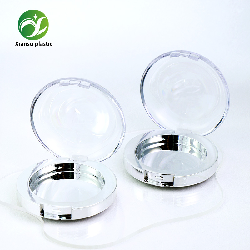 Luxury Sphere Top Round Compact Case with Silver Electroplated Base Blush & Setting Powder Packaging