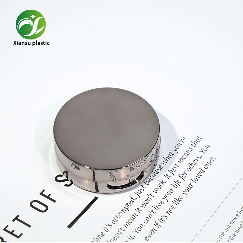 Round Electroplated Flip Air Cushion Compact Case ABS Foundation Packaging Box with Mirror & Puff Slot BB CC Cream Empty Refillable Cosmetic Container Makeup Packaging Supplier