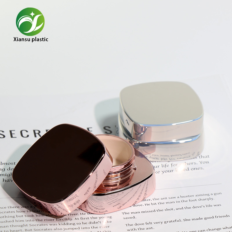 20ml Square Cream Jar ABS Electroplated Silver Rose Gold Cosmetic Container OEM ODM Skincare Packaging