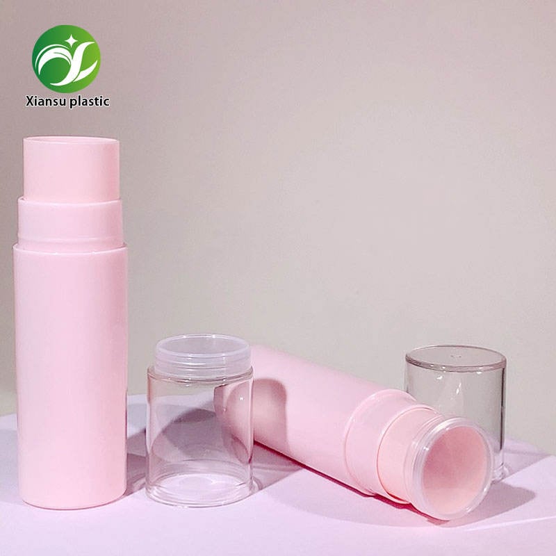 핑크색 둥근 PETG 컨투어 스틱 용기, 하이라이터 및 컨실러용 맞춤 두께 벽 메이크업 스틱 포장, OEM 뷰티 브랜드용