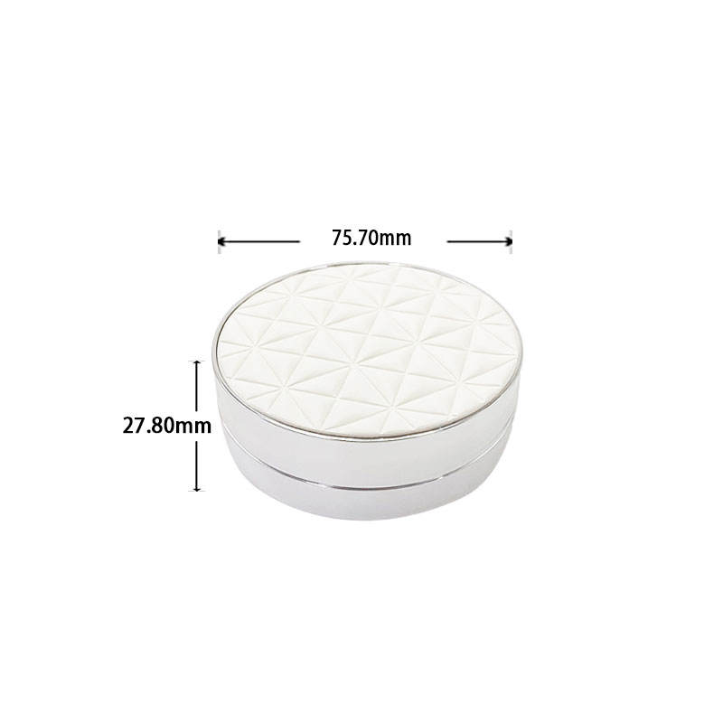 15g BB Air Cushion Case ABS AS Round Compact Electroplated Silver with Puff Layer Foundation Packaging