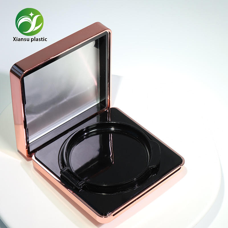 Quadratischer magnetischer Compact-Behälter für BB-Luftkissen aus ABS, elektroplattierter Behälter für Grundierung und Luftkissen