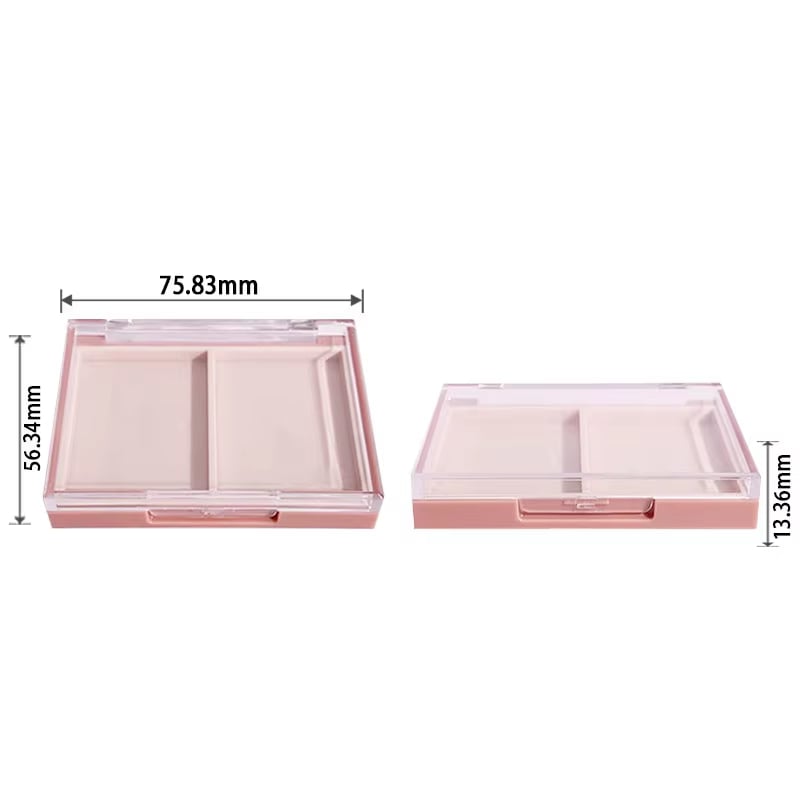 8-g-Quadratisches ABS-Doppel-Kontur-Etui mit Klappdeckel, leer und kompakt für Rouge, Bronzer, Highlighter und gepresstes Puder – kosmetische Verpackung und Behälter
