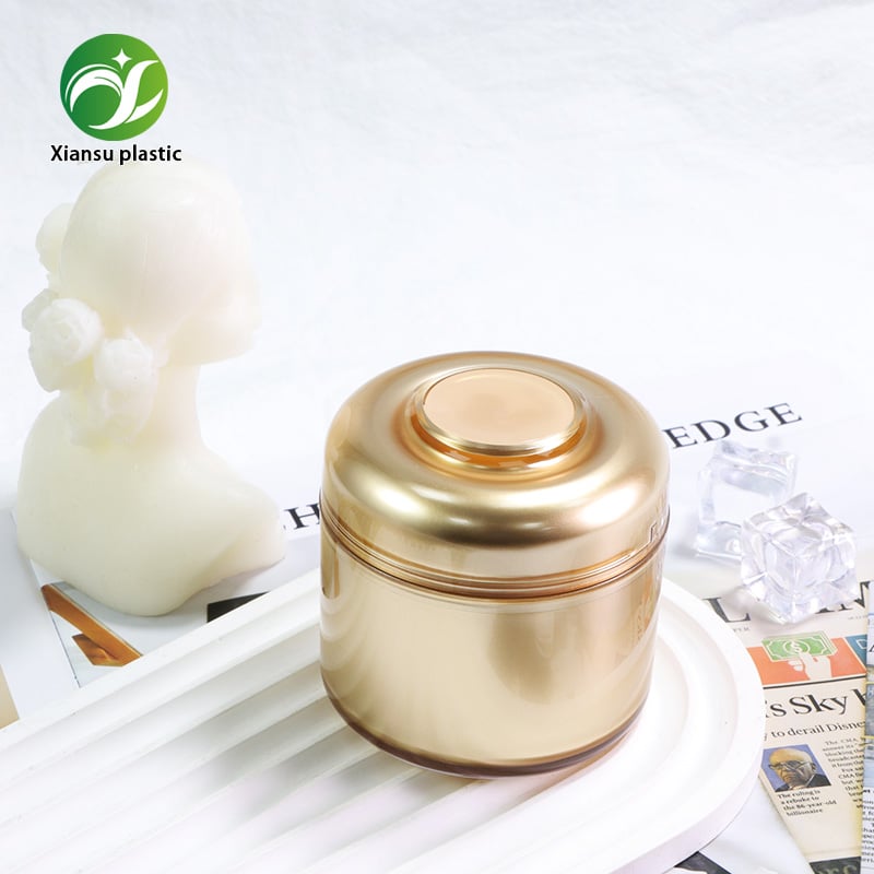 Luxe gouden en witte ABS ronde crèmejar van 50 ml met premium afwerking, lege gezichtscrèmecontainer voor vochtinbrengende crème, oogcrème, masker en OEM/ODM-huidverzorgingsverpakking