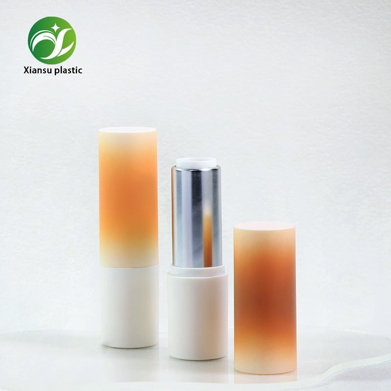 Matte Gradient Cylindrical Empty Lipstick Tube Twist Up Lip Balm Container Soft Color Transition Makeup Packaging