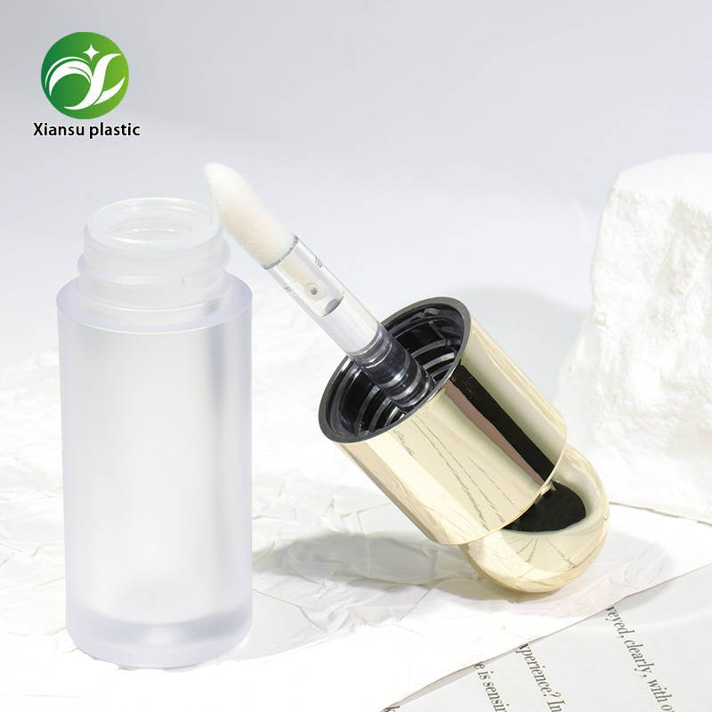 tube rond de 10 ml pour baume à lèvres à grande capacité, flacon vide pour fond de teint en ABS, emballage cosmétique avec bouchon électrodéposé mat et brosse épaisse
