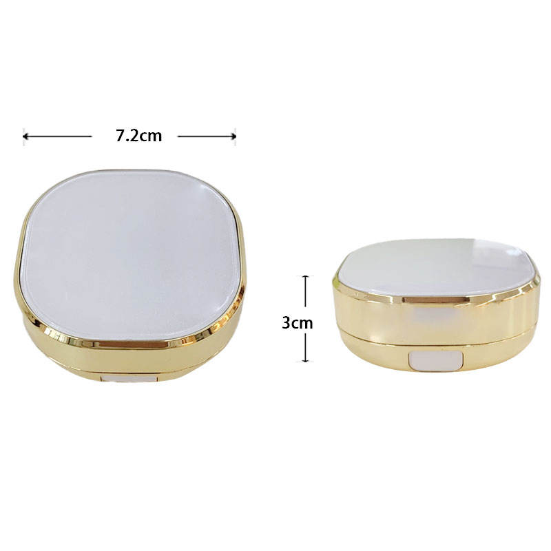 boîtier carré pour cushion BB de 15 g, boîtier compact en ABS plaqué or, emballage cosmétique pour fond de teint et crème CC